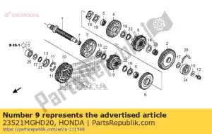 Honda 23521MGHD20 engrenage, arbre intermédiaire sixième - La partie au fond