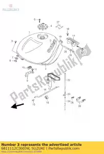 Suzuki 6811112C300JW emblema, tanque de combustible - Lado inferior