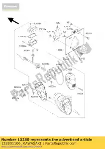 Kawasaki 132801106 houder, kenteken - Onderkant