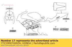 Qui puoi ordinare segno b, cappuccio sedile * tipo1 * (tipo1) da Honda , con numero parte 77233MCF000ZA:
