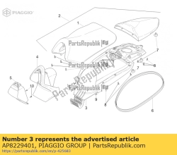 Aprilia AP8229401, Parte inferior del sillín cpl., OEM: Aprilia AP8229401