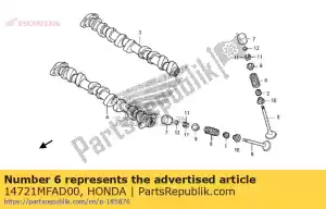 honda 14721MFAD00 válvula, ex. - Lado inferior