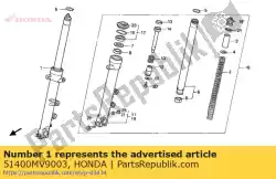 Ici, vous pouvez commander le fourche assy r fr auprès de Honda , avec le numéro de pièce 51400MV9003: