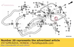 slang a, afvoer van Honda, met onderdeel nummer 19732MCA010, bestel je hier online: