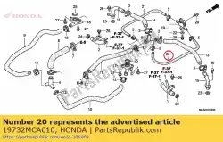 Ici, vous pouvez commander le tuyau a, vidange auprès de Honda , avec le numéro de pièce 19732MCA010: