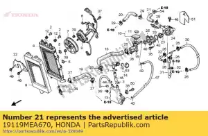 Honda 19119MEA670 slang, rr. uitlaatwater - Onderkant