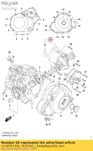 Suzuki 1136031J00 cubierta comp, eng - Lado inferior