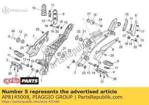 aprilia AP8145008 hintere fu??stütze, rh - Unterseite