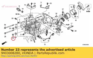 Honda 9403008280 moer, zeskant, 8mm - Onderkant