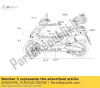 2H002440, Piaggio Group, upper cover shield right band decal aprilia zd4kla00 50 2018 2019 2020 2021 2022, New