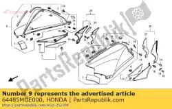 bewaker, l. Knie van Honda, met onderdeel nummer 64485MGE000, bestel je hier online: