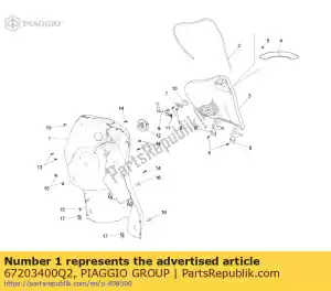 Piaggio Group 67203400Q2 luva frontal comp. - Lado inferior