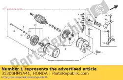 Here you can order the starter motor from Honda, with part number 31200HN1A41: