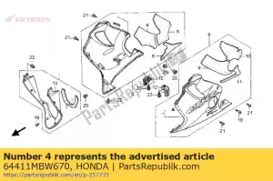 honda 64411MBW670 mat a, r. cappuccio inferiore - Il fondo