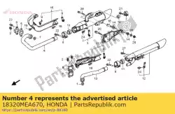 pijp, fr. Ex. Van Honda, met onderdeel nummer 18320MEA670, bestel je hier online: