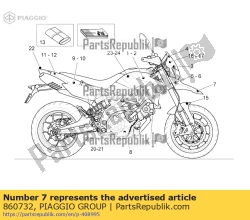 Aprilia 860732, Etiqueta guardabarros delantero aprilia, OEM: Aprilia 860732