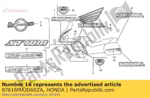 Honda 87616MAJD60ZA listra b, r. capuz superior ( - Lado inferior