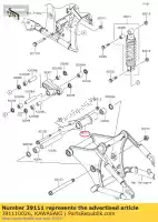 391110026, Kawasaki, tirant, suspension vn900b6f kawasaki  vn vulcan 900 2006 2007 2008 2009 2010 2011 2012 2013 2014 2015 2016 2017 2018 2019 2020 2021, Nouveau