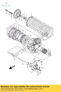 suzuki 2311032C50 varilla, empuje del embrague - Lado inferior