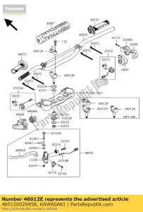 Kawasaki 460120020458 houder-handvat, upp, vet ba - Onderkant