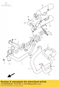 suzuki 1418048E00 cobrir, exh., r, fr - Lado inferior