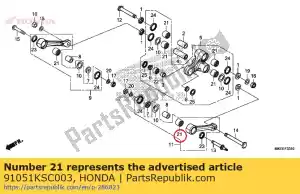 honda 91051KSC003 rolamento, agulha, 20x26x15 - Lado inferior