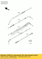 540121424, Kawasaki, câble-étranglement, closin zx400-l1 kawasaki zxr 400 1991 1992 1993 1994 1995 1997 1998 1999, Nouveau