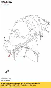 Suzuki 6341148G00 spatbord, rr fe - Onderkant