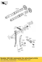 Qui puoi ordinare camme-comp, scarico da Kawasaki , con numero parte 491180090: