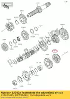 132620445, Kawasaki, versnelling, uitgang 4e, 19t kawasaki klx  r klx450r klx450 450 , Nieuw