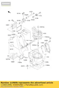 Kawasaki 110601998 gasket,cylinder base - Bottom side