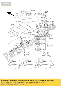 Kawasaki 921601577 amortecedor, tanque de combustível, cnt - Lado inferior