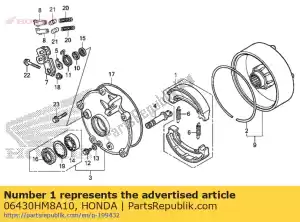 Honda 06430HM8A10 shoe set, brake (jb) - Bottom side