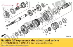 Here you can order the bearing, needle, 22x26x34 from Honda, with part number 91026HN8003: