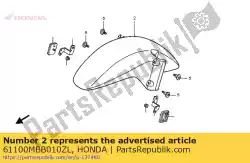 Here you can order the fender, fr. *pb215c * from Honda, with part number 61100MBB010ZL: