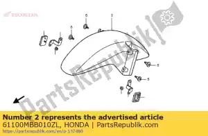Honda 61100MBB010ZL fender, fr. * pb215c * - Lado inferior