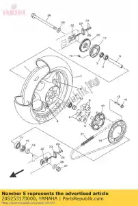 yamaha 20S253170000 espaciador, rodamiento - Lado inferior