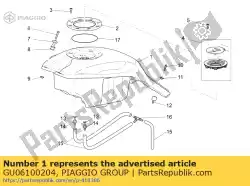 Aqui você pode pedir o tanque de combustível. Amarelo em Piaggio Group , com o número da peça GU06100204: