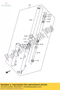 Suzuki 5110312J50 amortecedor assy, ??para - Lado inferior