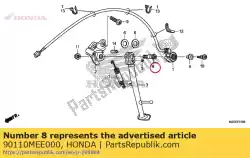 Aquí puede pedir conjunto de perno, soporte lateral de Honda , con el número de pieza 90110MEE000: