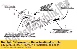 honda 64212MZ2640ZA marca, capucha superior (###) * type20 * (type20) - Lado inferior