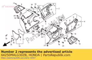 Honda 64250MALG30ZB conjunto de capuz., r. inferior (wl) - Lado inferior