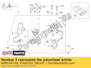 aprilia AP8104708 main switch steering lock - Bottom side