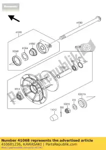 Kawasaki 410681236 axle,fr - Bottom side