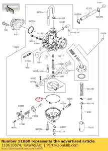 Kawasaki 110610874 guarnizione, camera galleggiante - Il fondo