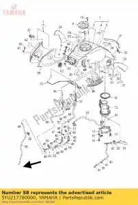 yamaha 5YU217780000 amortiguador, ubicando 1 - Lado inferior