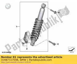 Here you can order the spring strut, front from BMW, with part number 31487727598: