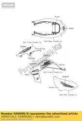 patroon, zijkap, fr, rh van Kawasaki, met onderdeel nummer 560691203, bestel je hier online: