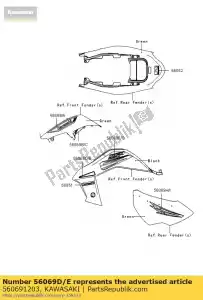 Kawasaki 560691203 patroon, zijkap, fr, rh - Onderkant