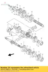Aquí puede pedir engranaje, tercer accionado de Suzuki , con el número de pieza 2433138B12: